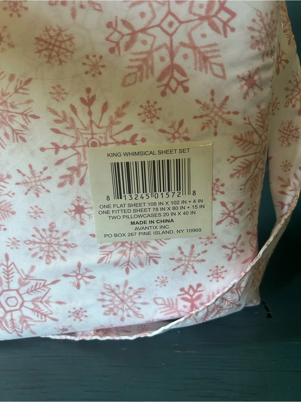 Whimsical Sheet Set - Pink Snowflake King Bedding - New | Winter in July